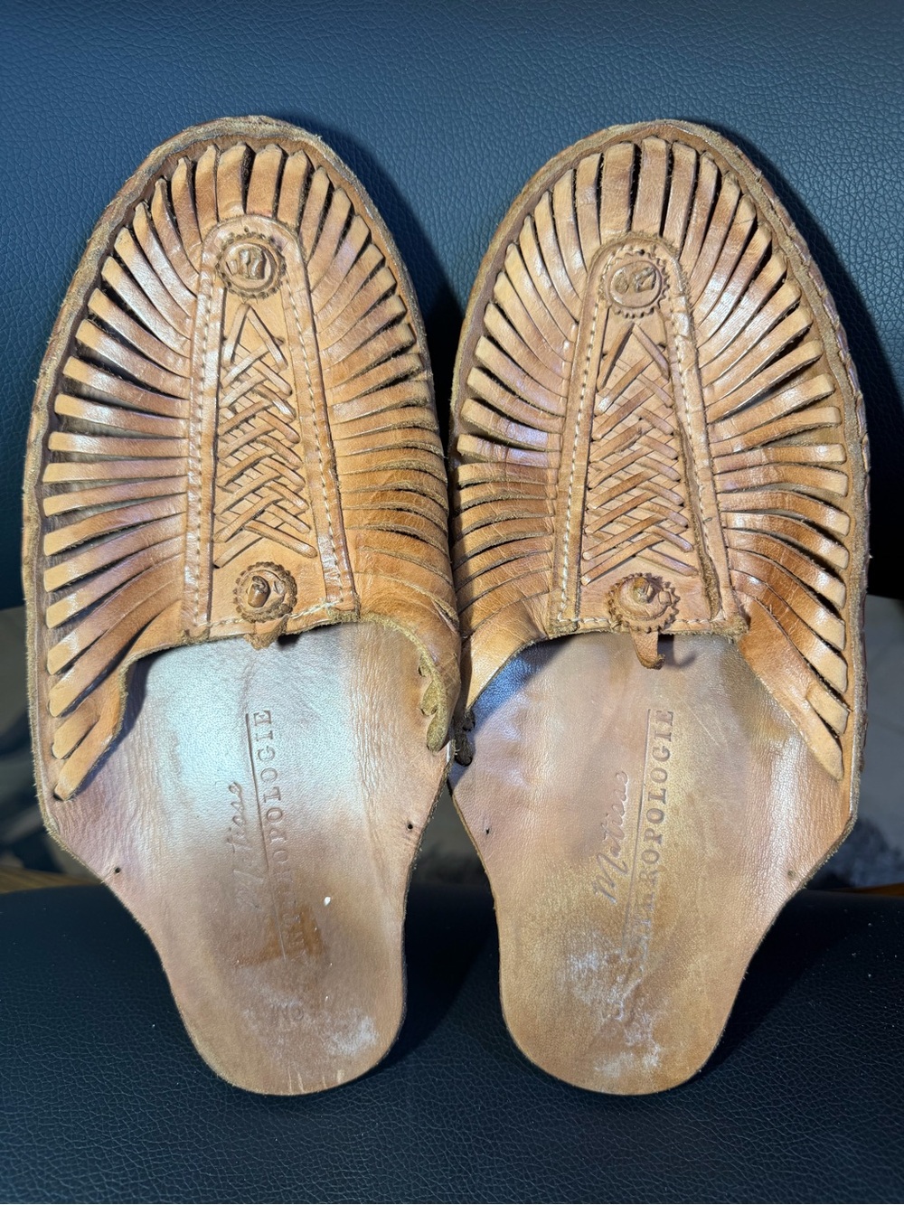 Anthropologie / Matisse Slides Tan Brown Leather Size 9M